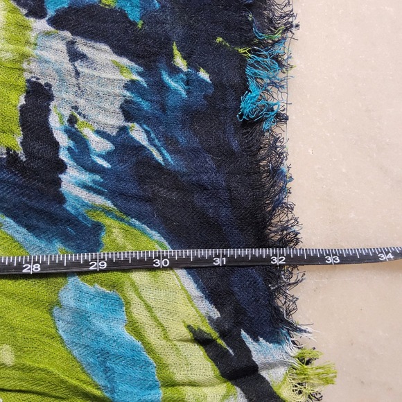 Abercrombie & Fitch Floral Print Scarf Lightweight Blue Green Women - Picture 9 of 10